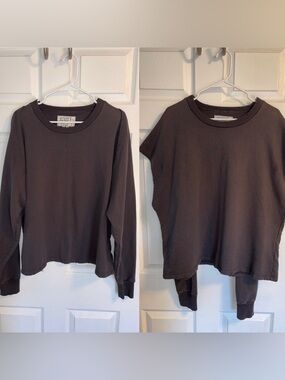 Sandrine Rose By Free People Grey Convertible Sweatshirt Unique Size S
